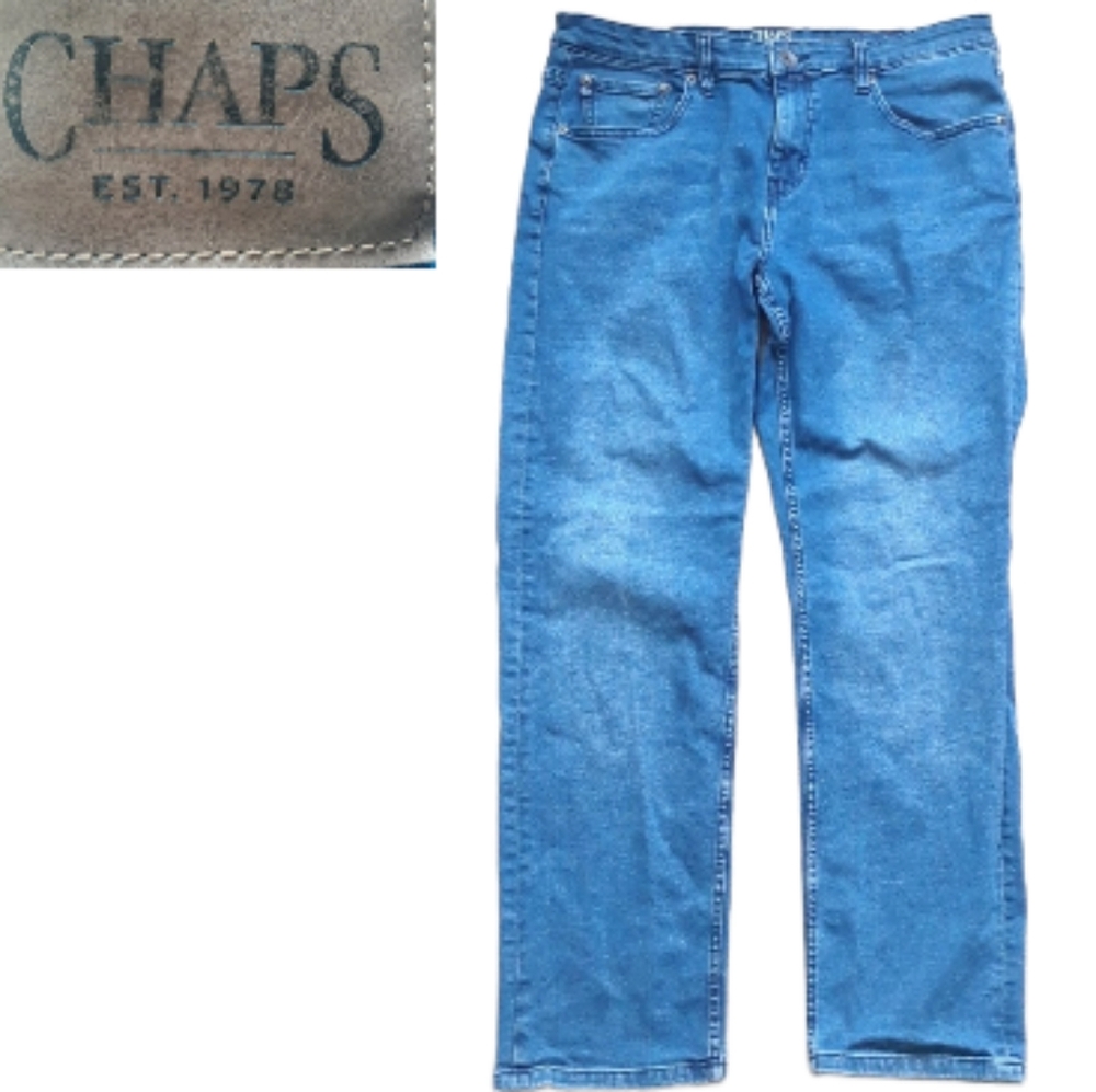 Chaps Slim Straight Fit Jeans - Size 32 × 30 Men's Mid-Rise Blue Jeans